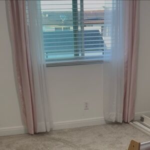 Sheer White and Blush Pink Window Curtain Set -of 2 Unbranded